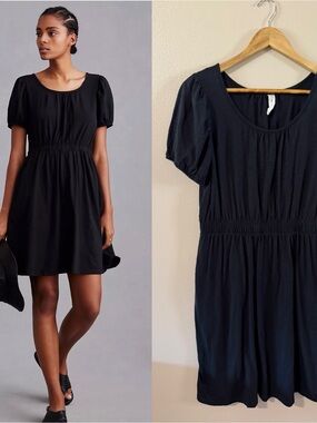 Daily Practice by Anthropologie Cap Sleeve 100% Cotton Black Dress